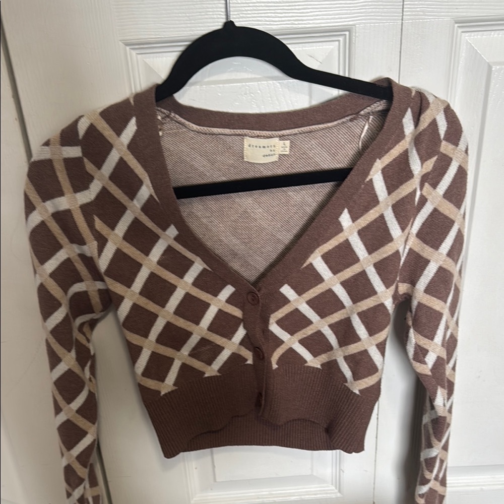 Stylish Brown Checkered Sweater